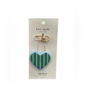 Kate Spade New York x Target Striped Heart Coin Purse‎ Bag Charm Keychain NWT